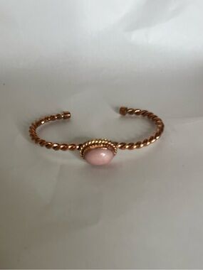 Unbranded Real copper Rose Gold Twisted Cuff Bracelet with Pink Stone